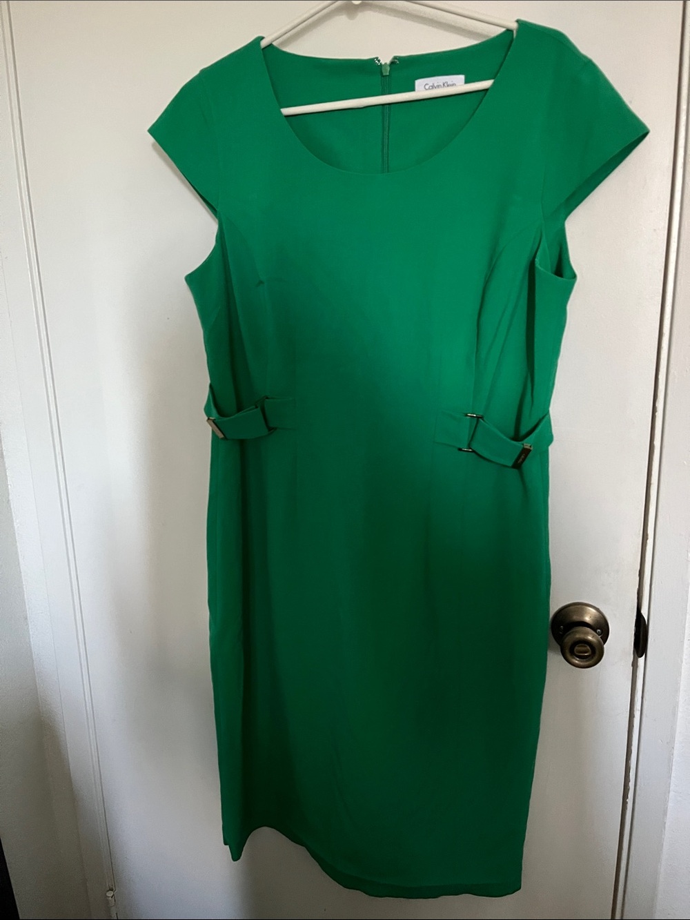 Calvin Klein Emerald Cap-Sleeve Sheath Dress